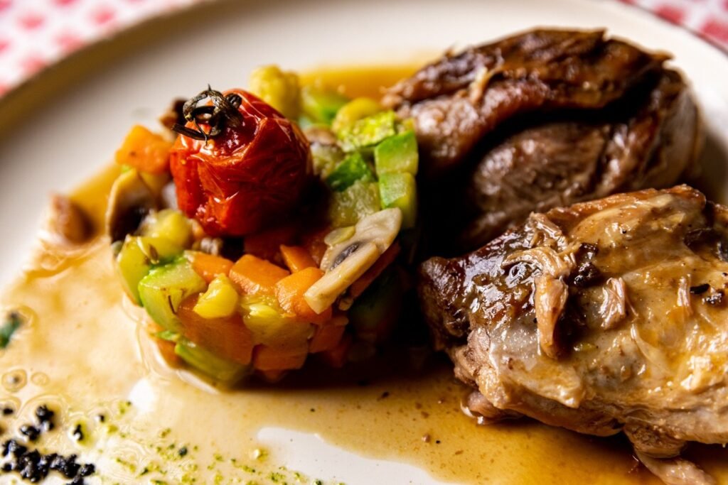 Pork knuckle with vegetables
